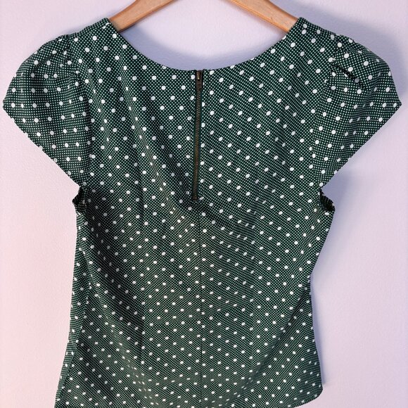 Sunny Girl Polka Dot Cap Sleeve Top in Green - Picture 3 of 7
